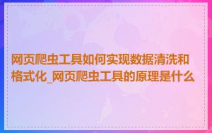 网页爬虫工具如何实现数据清洗和格式化_网页爬虫工具的原理是什么