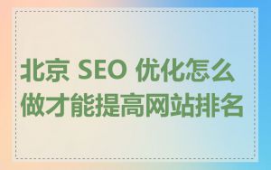 北京 SEO 优化怎么做才能提高网站排名