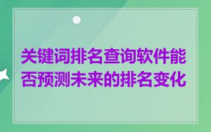 关键词排名查询软件能否预测未来的排名变化