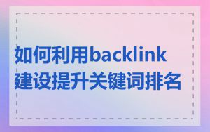 如何利用backlink建设提升关键词排名
