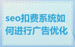 seo扣费系统如何进行广告优化
