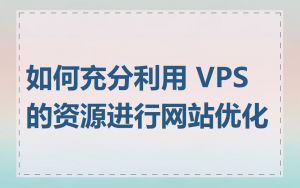 如何充分利用 VPS 的资源进行网站优化