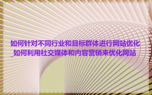 如何针对不同行业和目标群体进行网站优化_如何利用社交媒体和内容营销来优化网站