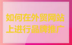 如何在外贸网站上进行品牌推广