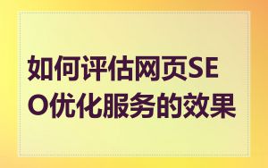 如何评估网页SEO优化服务的效果