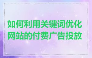 如何利用关键词优化网站的付费广告投放