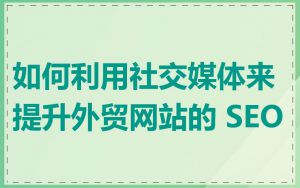 如何利用社交媒体来提升外贸网站的 SEO