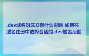 .dev域名对SEO有什么影响_如何在域名注册中选择合适的.dev域名后缀