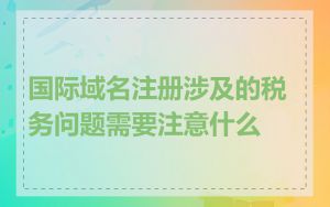 国际域名注册涉及的税务问题需要注意什么