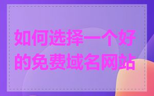 如何选择一个好的免费域名网站