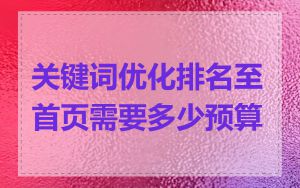 关键词优化排名至首页需要多少预算