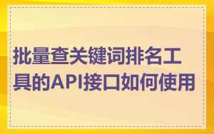 批量查关键词排名工具的API接口如何使用