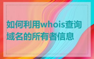 如何利用whois查询域名的所有者信息