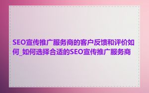 SEO宣传推广服务商的客户反馈和评价如何_如何选择合适的SEO宣传推广服务商