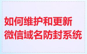 如何维护和更新微信域名防封系统