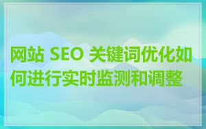 网站 SEO 关键词优化如何进行实时监测和调整