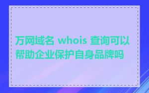 万网域名 whois 查询可以帮助企业保护自身品牌吗