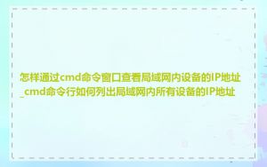 怎样通过cmd命令窗口查看局域网内设备的IP地址_cmd命令行如何列出局域网内所有设备的IP地址