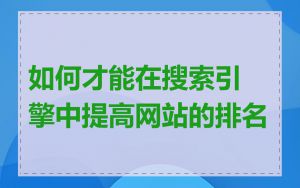 如何才能在搜索引擎中提高网站的排名