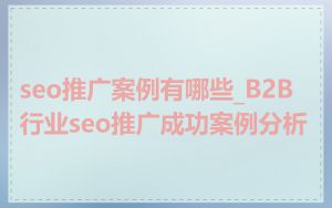 seo推广案例有哪些_B2B行业seo推广成功案例分析