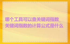 哪个工具可以查关键词指数_关键词指数的计算公式是什么
