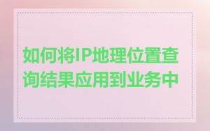 如何将IP地理位置查询结果应用到业务中