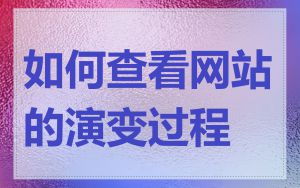 如何查看网站的演变过程