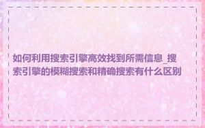 如何利用搜索引擎高效找到所需信息_搜索引擎的模糊搜索和精确搜索有什么区别