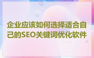 企业应该如何选择适合自己的SEO关键词优化软件