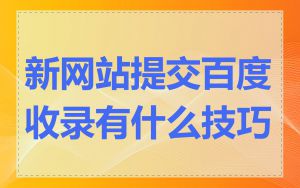 新网站提交百度收录有什么技巧