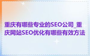 重庆有哪些专业的SEO公司_重庆网站SEO优化有哪些有效方法