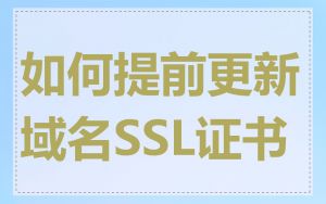如何提前更新域名SSL证书