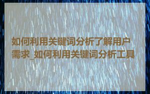 如何利用关键词分析了解用户需求_如何利用关键词分析工具