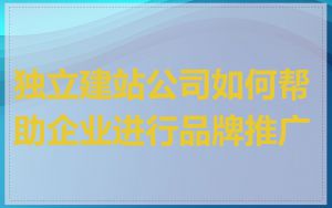 独立建站公司如何帮助企业进行品牌推广