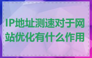 IP地址测速对于网站优化有什么作用