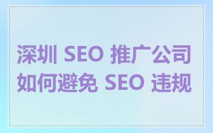 深圳 SEO 推广公司如何避免 SEO 违规
