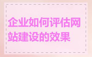 企业如何评估网站建设的效果
