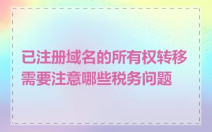 已注册域名的所有权转移需要注意哪些税务问题