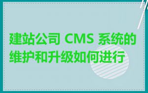 建站公司 CMS 系统的维护和升级如何进行