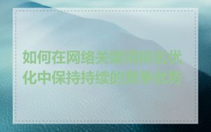 如何在网络关键词排名优化中保持持续的竞争优势