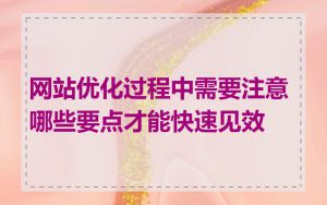 网站优化过程中需要注意哪些要点才能快速见效