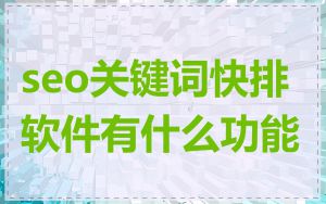 seo关键词快排软件有什么功能
