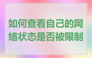 如何查看自己的网络状态是否被限制