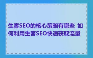 生客SEO的核心策略有哪些_如何利用生客SEO快速获取流量