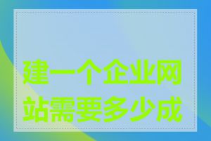 建一个企业网站需要多少成本