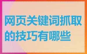 网页关键词抓取的技巧有哪些