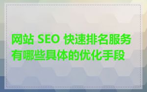 网站 SEO 快速排名服务有哪些具体的优化手段