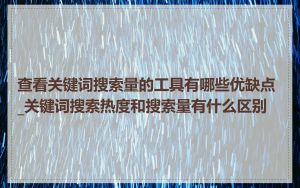 查看关键词搜索量的工具有哪些优缺点_关键词搜索热度和搜索量有什么区别