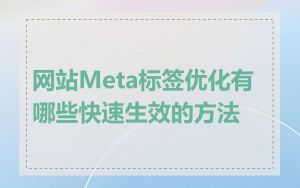 网站Meta标签优化有哪些快速生效的方法
