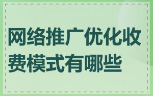 网络推广优化收费模式有哪些